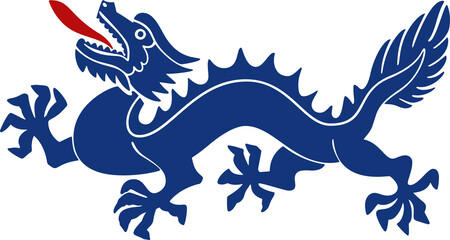 Blue Dragon Chinese Mid-Century 