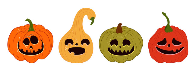 Jack-o’-lantern, symbol of Halloween holiday. Halloween pumpkin stencil.