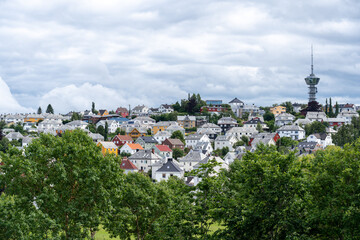 Fototapeta na wymiar View of Trondheim City on an overcast day 