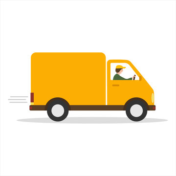 Online delivery service concept, delivery home and office. Warehouse, car courier. Vector illustration