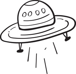 Flying saucer in cartoon style. Vector clip art illustration