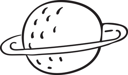 Saturn in doodle style. Vector clip art illustration