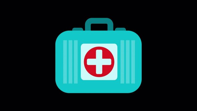 Animated first aid kit icon designed in flat icon style, medical equipment icons