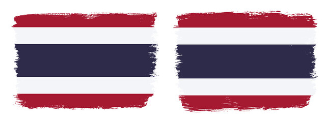 A set of two vector brush flags of Thailand with abstract shape brush stroke effect