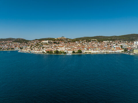 Croatia - Amazing Sibenik the historical city in heart of Dalmacia from drone view © SAndor