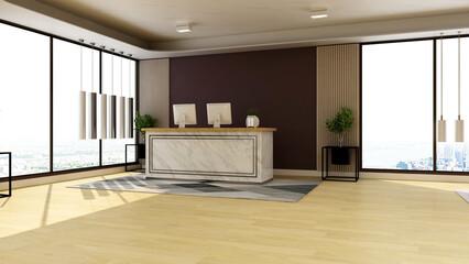 blank office wall in the reception room for company logo mockup