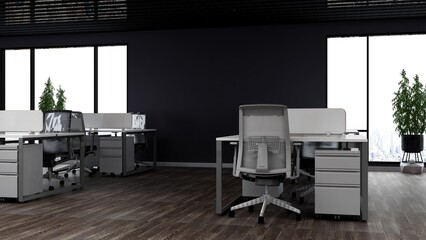 office area with blank wall 3d design interior