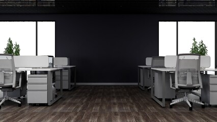 office area with blank wall 3d design interior