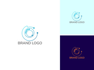 ILLUSTRATION ABSTRACT CIRCLE TECH WITH DOT CONNECTION SIMPLE LOGO ICON DESIGN VECTOR