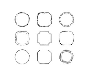 手書きの線のシンプルなフレームのバリエーションセット