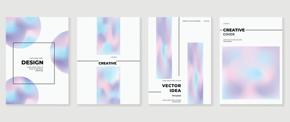 Abstract fluid gradient background vector. Hologram style cover template with shapes, colorful and liquid color. Modern wallpaper design perfect for social media, idol poster, photo frame.