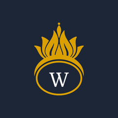 Letter W Crown Logo. Crown Logo on Letter W Vector Template Design.