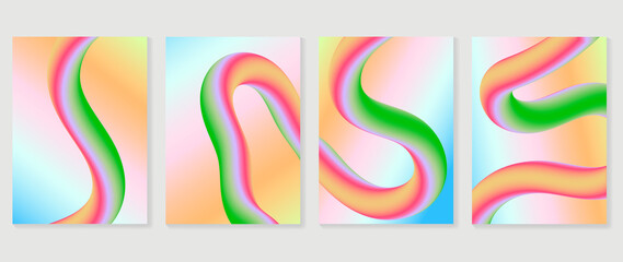 Abstract fluid gradient background vector. Hologram style cover template with shapes, dynamic shapes and liquid color. Modern wallpaper design perfect for social media, idol poster, photo frame.