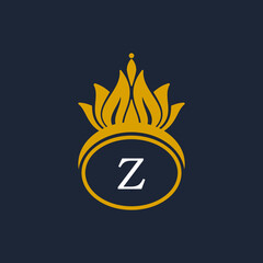 Letter Z Crown Logo. Crown Logo on Letter Z Vector Template Design.