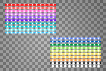 Shining led vector stripes, neon illumination on transparent background