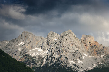 epic mountain vista with dramatic storm light