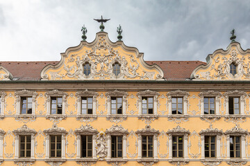 facade and detail of house in the city of Würzburg, Bavaria