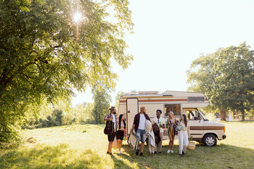 A group of cheerful friends set off on an RV trip. The students have arrived at their destination...