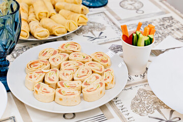 lavash roll with fish filling. 