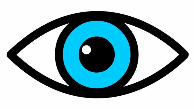 Animated blue eye close. blinks an eye. Linear icon. Looped video. Vector illustration on white background.