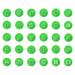 ロングシャドウの線画アイコンセットNo3（緑）