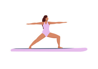 Woman in warrior pose sup yoga collection