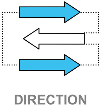 Direction arrow concept. Three left right arrows. Data receive, digital money send, currency exchange sign. File backup, logistic move, big change logo, direction indicator sign, path of movement icon