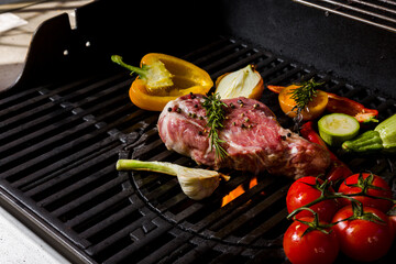 Grilled raw pork meat