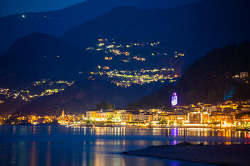 Fototapeta na wymiar The village of Bellagio, on Lake Como, on a summer night. 