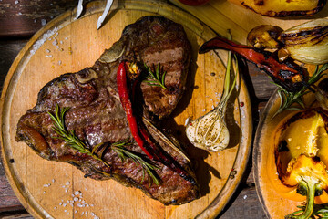 Grilled beef steak on the bone