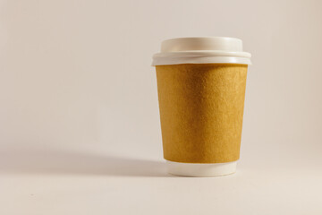 plain ccardboard coffee cup isolated on white