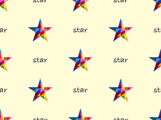 Star cartoon character seamless pattern on yellow background