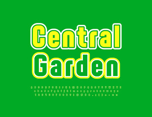 Vector creative poster Central Garden. Elegant modern Font. Artistic Alphabet Letters and Numbers set