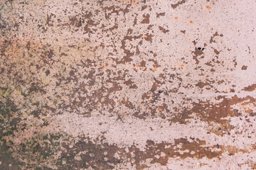 Light pink paint peeling off from the surface of the old metallic texture grunge steel background obsolete messy