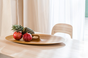 table setting with exotic fruit