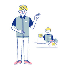 コンビニの店員とレジ係