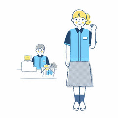コンビニの店員とレジ係