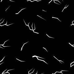 ็Halloween decorations concept. Seamless pattern with white icons. Design elements for halloween party poster. Flat cartoon illustration. Objects isolated on a black background.