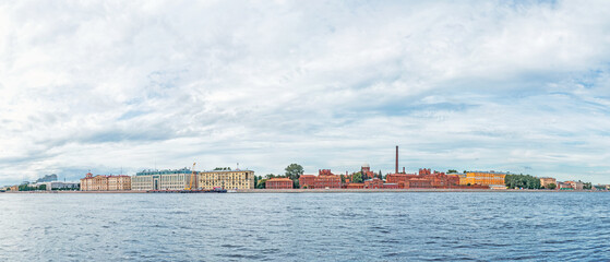 Panoramic view of the Neva River, Kresty Prison and Arsenalnaya Embankment, St. Petersburg, Russia