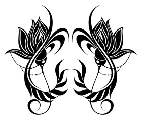 Flower design sketch for pattern,lace edge. Floral tattoo