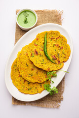 cheela, Chilla or Chila is a Rajasthani breakfast dish generally made with gram flour or besan