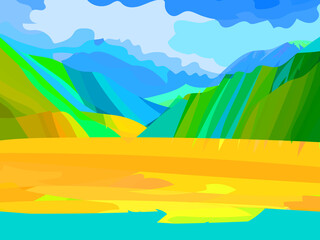 Fototapeta na wymiar Bright abstract landscape. Vector illustration