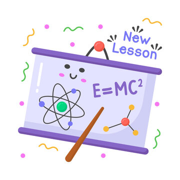 physics vector sticker, education modern simple flat design isolated on white background.