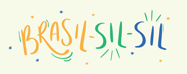 Brasil! Brazilian Portuguese Expression Hand Lettering Calligraphy. Vector.