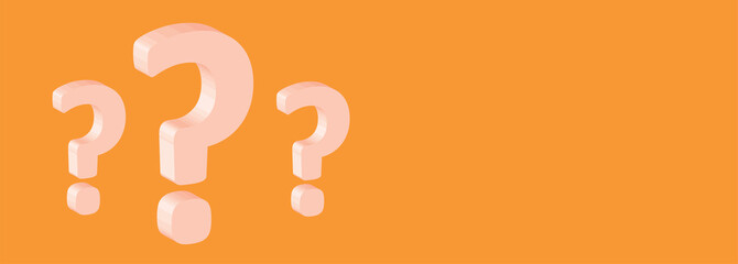 3d illustration of question marks on pink background with copy space