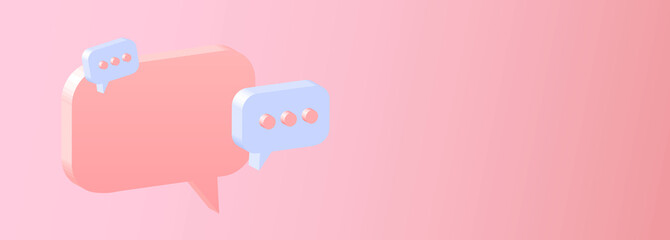 empty 3d speech bubbles on blue background, copy space