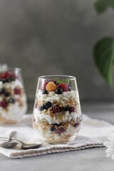 Desert with berries and cookie 
