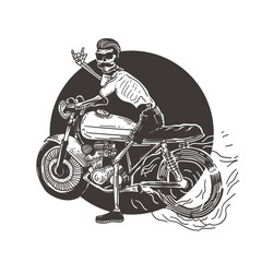 Fototapeta na wymiar retro old skull biker illustration 