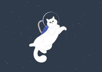 A cat wearing an astronaut costume in outer space