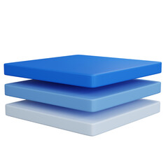 3d rendering blue layers icon isolated